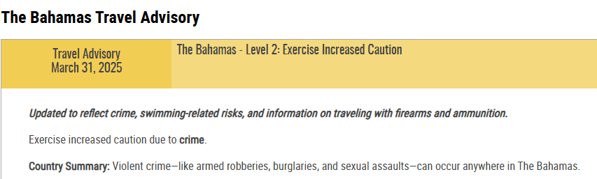 level 2 warning bahamas